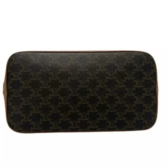 Auth CELINE Medium Cabas Tan (Dark Brown) Brown) Triomphe Canvas 1421-111324 - Picture 5 of 14